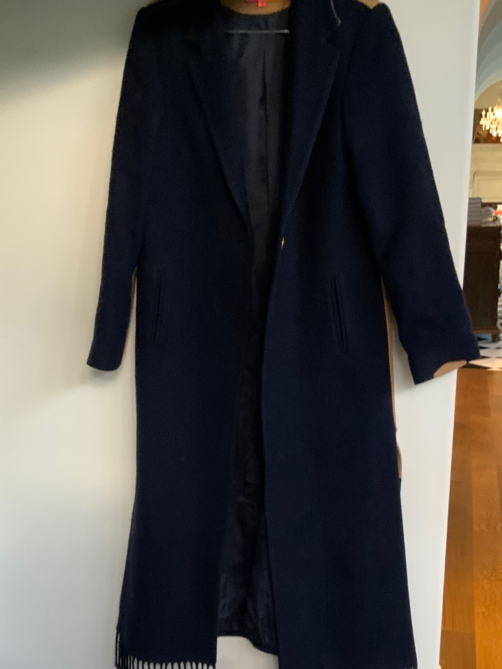 Vilagallo Navy Long Wool Pea Coat